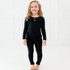 Ribbed Henley Set in Midnight