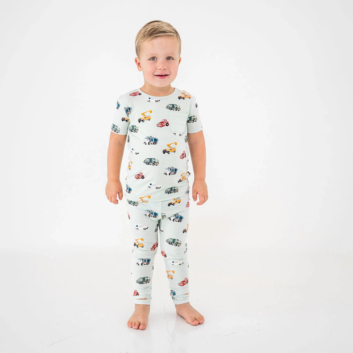 Short Sleeve with Pants Pajamas in City Vehicles